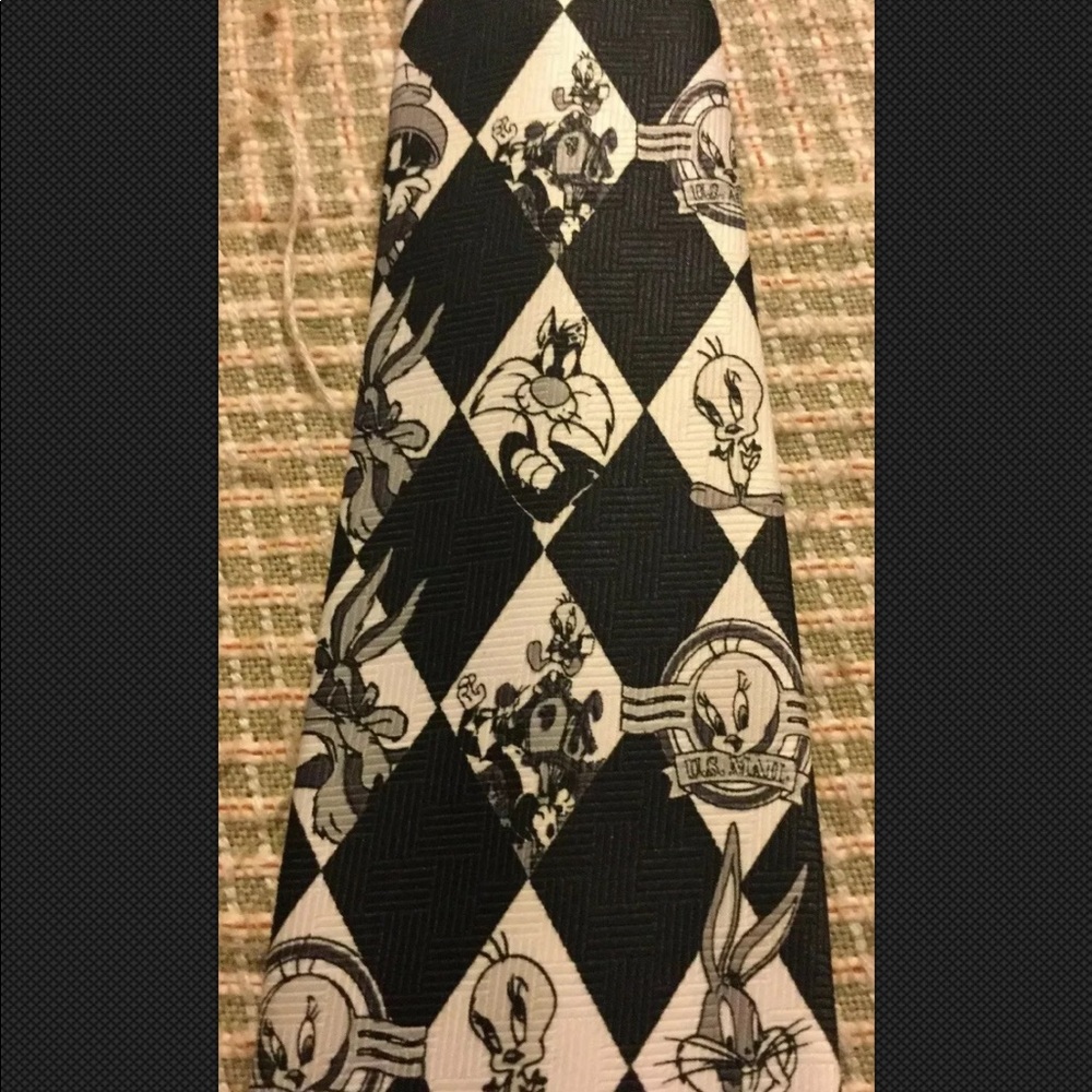 Looney Tunes Stamp Collection Black & White Tie
